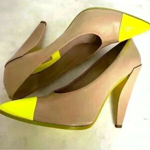 Michael Kors Collection Heels, Nude with Fluorescent Yellow, size 41